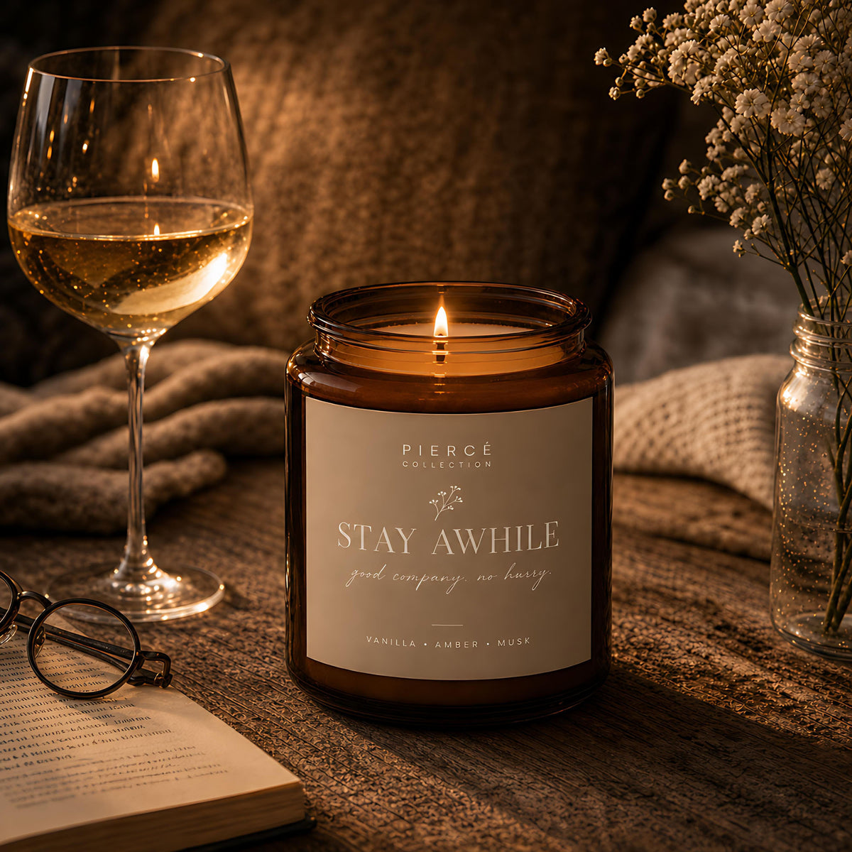 Piercé Collection "Stay Awhile" Candle